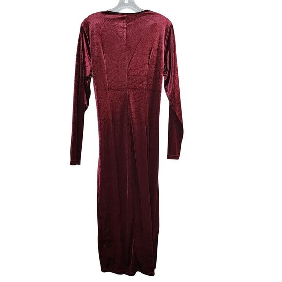 Dirass Sexy Velvet V Neck Bodycon Dress Cocktail Evening Party Formal Midi Dress - Picture 3 of 5